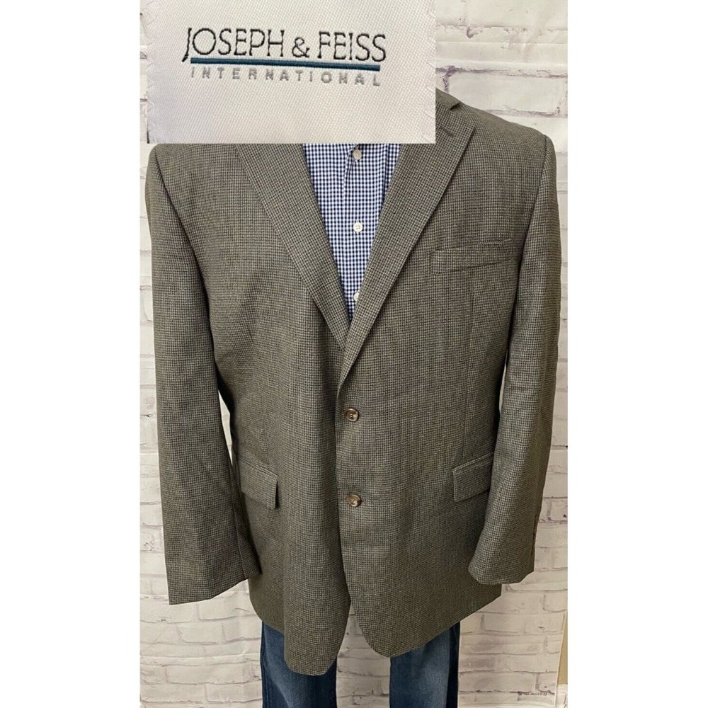 Joseph & Feiss International Sports Coat‎ Men’s Size 50L Wool Brown Houndstooth